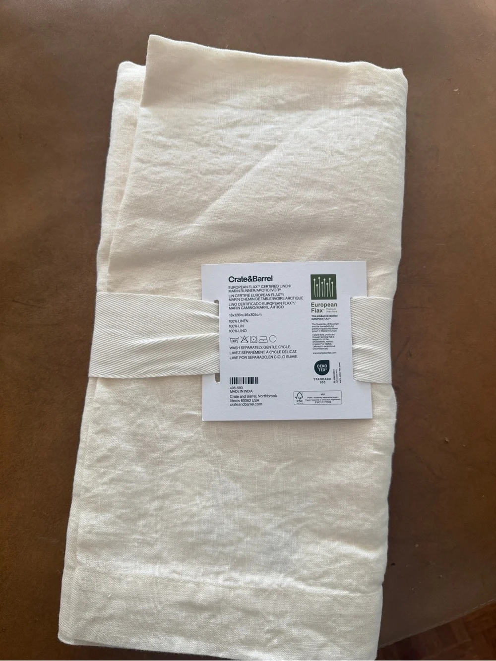 Brand new Crate & Barrel Linen Table Runner - Natural Cream